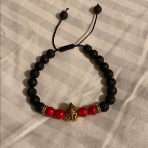 Lava and marble bead drawstring bracelet